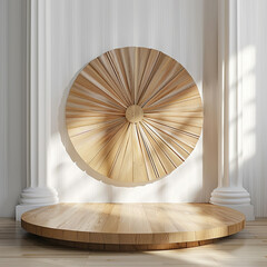 Sunlit Wooden Podium Display 