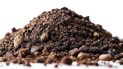 A Pile of Dirt and Soil Isolated on White Background Generative AI