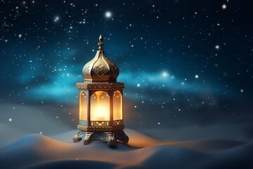 Fototapeta premium Eid mubarak and ramadan kareem greetings with islamic lantern and mosque. Eid al fitr background