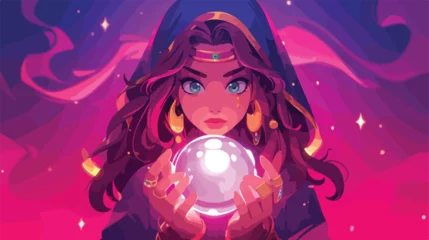 Poster Gypsy fortune teller with magic crystal ball vector © Quintessa