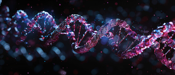 Glowing DNA Helix in Biotechnology Concept