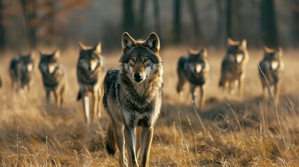 Wolf Pack in Brandenburg Countryside - obrazy, fototapety, plakaty