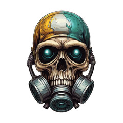 Skull in gas mask illustration. Toxicity emblem / sign. Can be used as t-shirt print