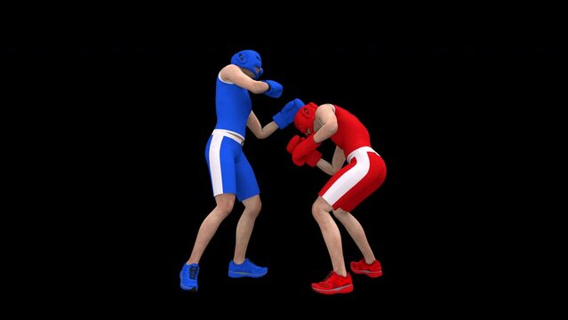 Boxing fight – 3d render looped with alpha channel.