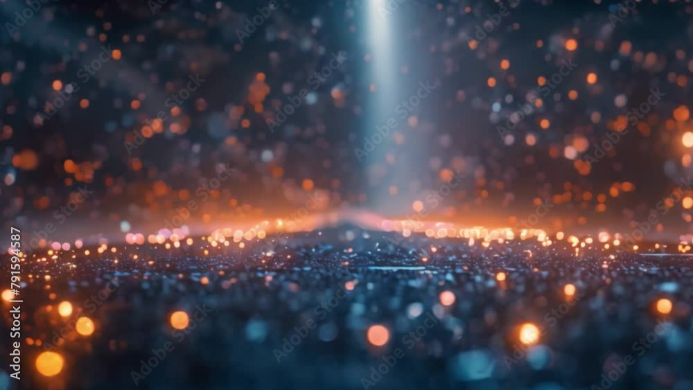 Poster mesmerizing bokeh lights with blue and orange glow
