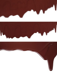 Set of Melted Chocolate Dripping, isolated on transparent background