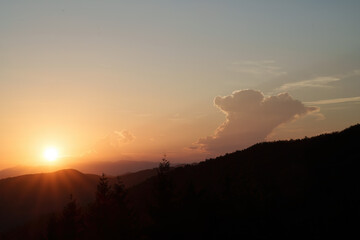 Mountain landscape at Foce Carpinelli, Tuscany, Italy. Sunset - 791594797