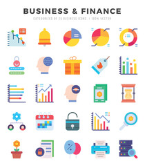 Set of Flat Business & Finance Icons. Flat art icon. Vector illustration