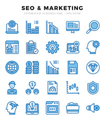 SEO & Marketing Icon Bundle 25 Icons for Websites and Apps