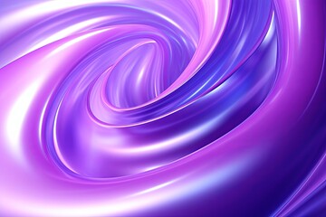 Violet abstract background with spiral. Background of futuristic swirls in the style of holographic. Shiny, glossy 3D rendering. Hologram with copy space