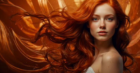 Fototapeta premium Female models with long and silky hair. Hair, Care, Health, and Beauty Concept. Close-up, Portrait. 
