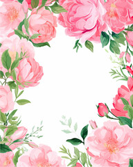 Obraz premium Vector watercolor banner with beautiful flowers framed