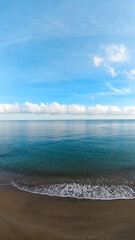 View of blue sea with beautiful cloudy sky.