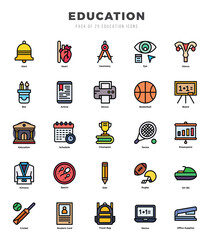 Set of Education Icons. Simple Lineal Color art style icons pack.