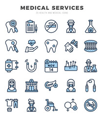 Set of Two Color MEDICAL SERVICES Icons. Two Color art icon. Vector illustration