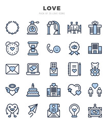 Set of Love Icons. Simple line art style icons pack.