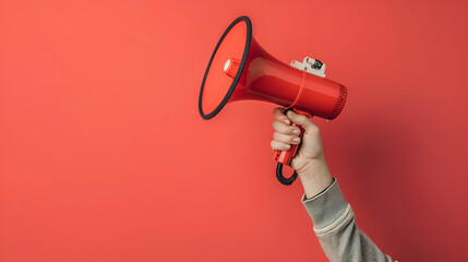 promotion concept hand with speaker tool