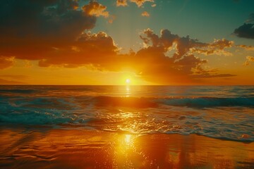 Colorful ethereal sunset tropical beach seashore seaside vacation tourism summer evening sunlight sunrise landscape whit sand sea ocean reflection skies sky gorgeous beautiful romantic trip experience