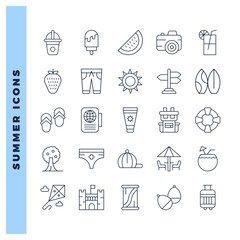 25 Summer Lineal icon pack. vector illustration.