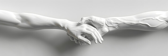 Elegant sculpture artwork of two hands reaching hands background, Modern City Art