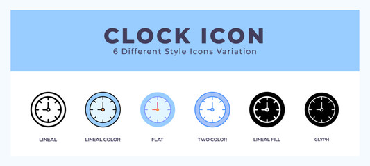 Fototapeta premium Clock icon set pack vector illustration.