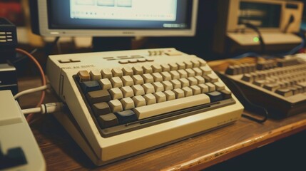 Vintage computer keyboard on a modern workstation  AI generated illustration