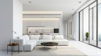 Fototapeta na wymiar White walls in a modern apartment AI generated illustration