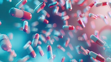 Antibiotic capsules. Generative AI - obrazy, fototapety, plakaty