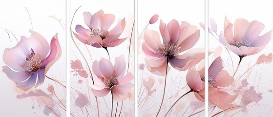 Symmetrical Cherry Blossom Art: Soft Watercolor Floral Arrangement