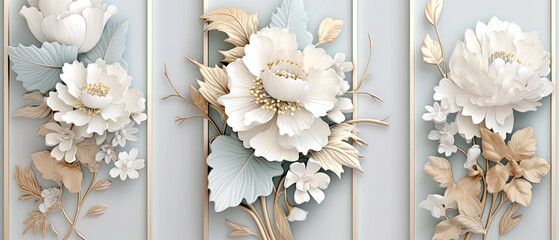 Exquisite Floral Wallpaper Designs for Interior Decoration - obrazy, fototapety, plakaty