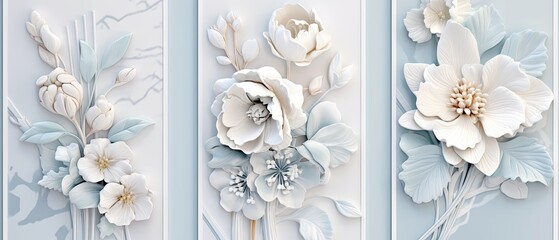 Elegant Paper Flower Arrangements Collection for Decor and Crafts - obrazy, fototapety, plakaty