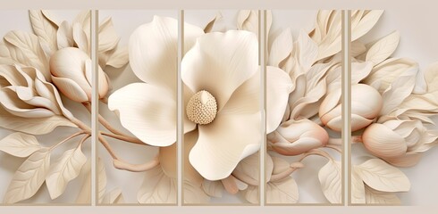 Elegant Floral Wall Art: Delicate Paper or Wood Elements in Symmetrical Pattern