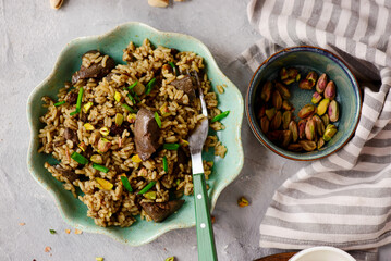 Turkish pilaf with chicken liver and pistachios - 791610142