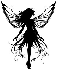 Cartoon fairy with wings clip art, isolated 