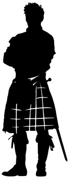 Silhouette of a Scottish man wearing a kilt 