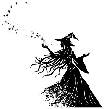 recommend clip art: clip art illustration of a witch casting a magic spell, isolated 