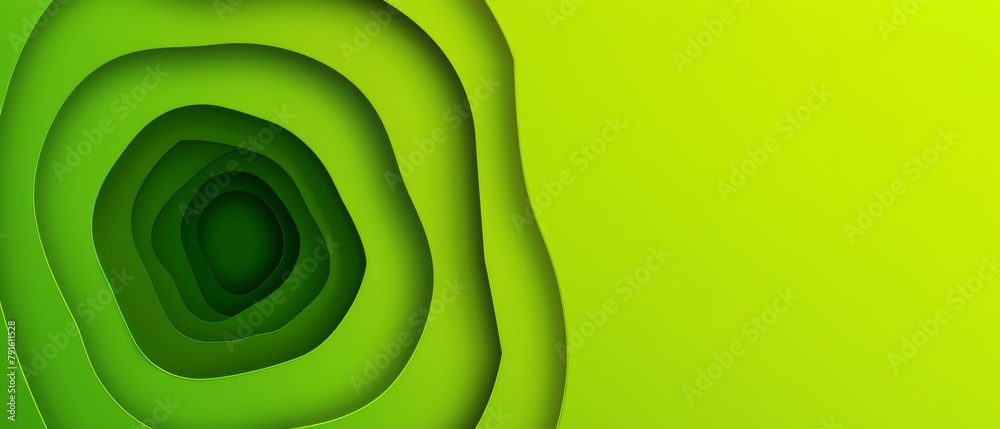Poster abstract organic neon green color paper cut overlapping paper waves texture background banner panora