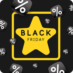 Black Friday poster. Bright background with elements. A composition of various shapes.