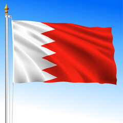 Bahrain, new official national waving flag, asiatic country, vector illustration