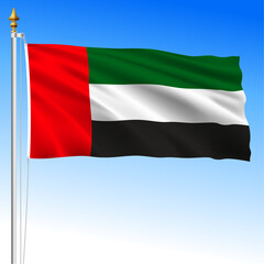 United Arab Emirates, official national waving flag, asiatic country, vector illustration