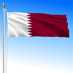 State of Qatar, official national waving flag, middle east, vector illustration