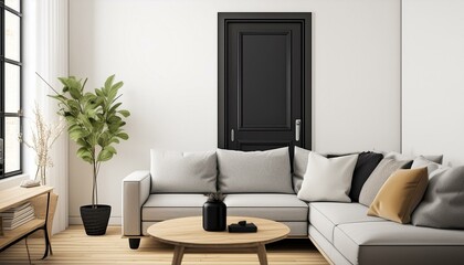 Refined Contrast: Black Door, White Setting