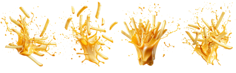 Set of delicious french fries isolated on transparent background
