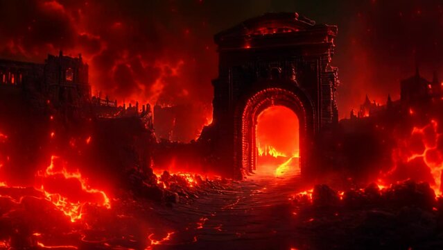 Infernal Portal: Gateway to the Underworld. Generative ai