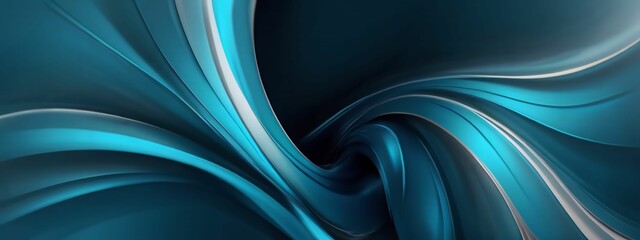 Obraz premium Bright cyan smooth blurred wavy abstract elegant background.Ai generative