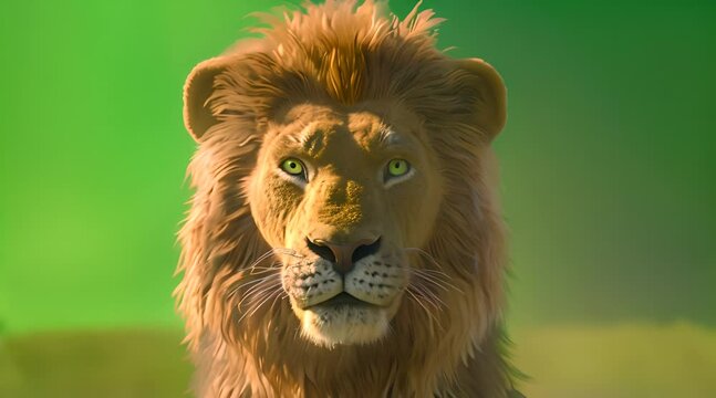 Animation of lion isolated on green screen