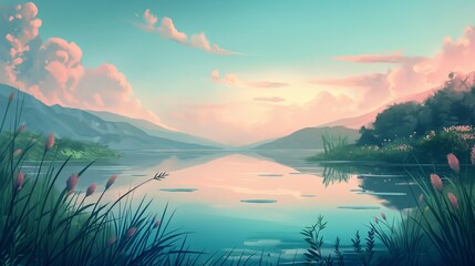 Fototapeta premium sunrise over lake