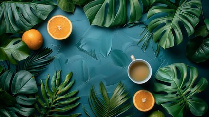 background with fruits and coffee