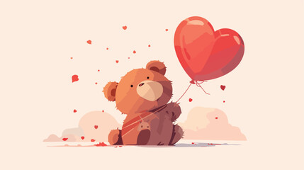 Illustration Of Cute Valentine Teddy Bear With Red