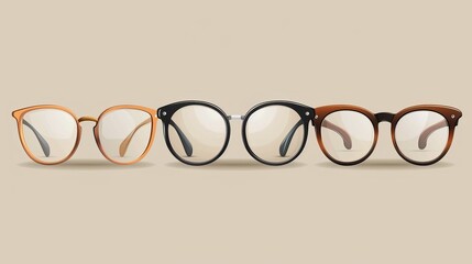 glasses isolated into three distinct vector styles.